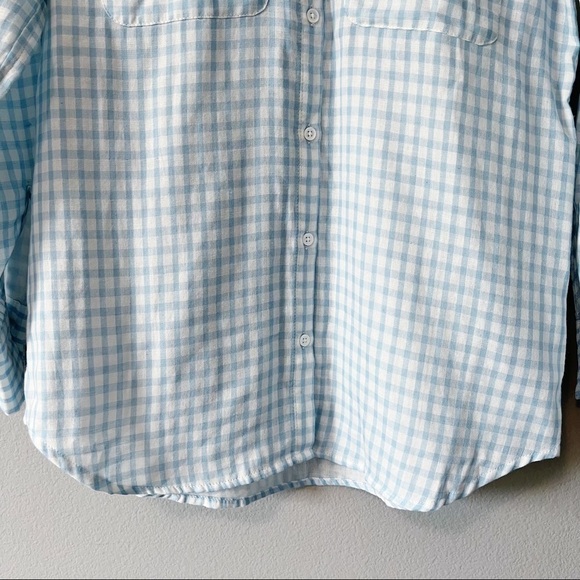Joie NWT Lidelle Cotton Gauze Button Down Gingham Shirt Blue/White Size XXS $228 - Picture 8 of 14